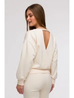 B293 Mikina s kapucňou s otvoreným chrbtom - vanilka