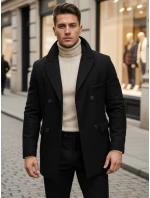 Pánsky čierny kabát FashionStreet CX0433 Pánsky čierny kabát FashionStreet CX0433