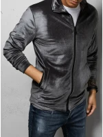 Pánska sivá velúrová mikina FashionStreet BX5535 Pánska sivá velúrová mikina FashionStreet BX5535