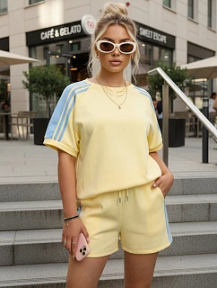 Dámsky viskózový set s motýľom a šortkami žltý FashionStreet AY1181