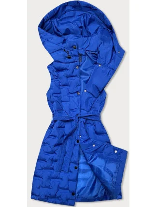 Dámska dlhá vesta v chrpovej farbe s opaskom (JIN217)