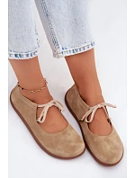 Kožené semišové baleríny Barefoot so šnurovaním Zazoo 021 Beige Kožené semišové baleríny Barefoot so šnurovaním Zazoo 021 Beige