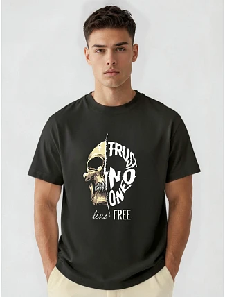 Pánske oversize tričko s potlačou lebky čierne FashionStreet NX1016R Pánske oversize tričko s potlačou lebky čierne FashionStreet NX1016R
