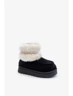 Detské členkové snehule s kožušinou a vzorom Black Melefia