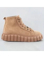 Svetlo béžové šnurovacie topánky z imitácie semišu (XA057)