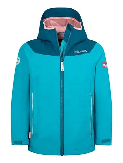 Trollkids Bergen nepremokavá bunda aquamarine mist/port blue/peach mellow (611-137)