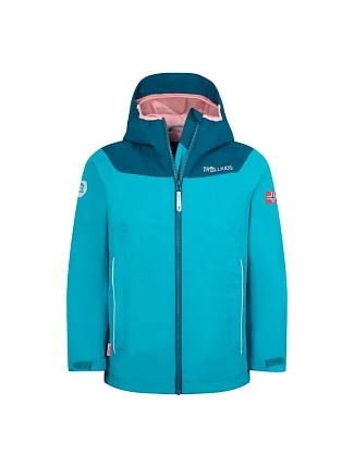 Trollkids Bergen nepremokavá bunda aquamarine mist/port blue/peach mellow (611-137)