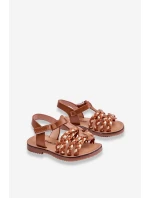 Dziecięce Sandały Na Rzep Z Paseczkami Brązowe Sammy