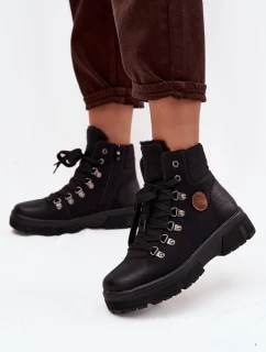 Ocieplane Trapery Damskie Na Platformie Czarne Zaraine