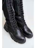 Šnurovacie topánky s elastickým zvrškom čierne Vamilena