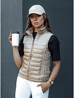 Dámska prešívaná vesta so stojačikom TY4439 béžová - FashionStreet