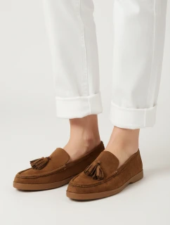 Dámske semišové mokasíny s drevákmi hnedé FashionStreet ZY1343