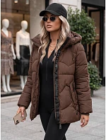 Dámska zimná prešívaná bunda s kapucňou, hnedá, FashionStreet TY5752 Dámska zimná prešívaná bunda s kapucňou, hnedá, FashionStreet TY5752