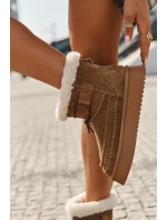 Zamszowe Śniegowce Damskie Z Ozdobnymi Przeszyciami  Big Star SS274373 Camel