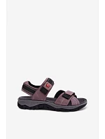 Kožené Semišové Dámské Sandály na Suchý Zip Levandulové Blingy