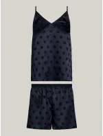 Dámska pyžamová súprava v darčekovom balení GIFT PYJ CAMI SET & SLIPPERS UW0UW04855 DW5 tm. modrá - Tommy Hilfiger