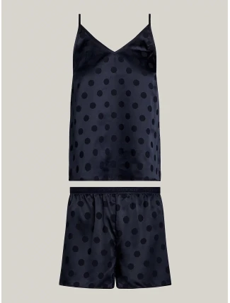 Dámska pyžamová súprava v darčekovom balení GIFT PYJ CAMI SET & SLIPPERS UW0UW04855 DW5 tm. modrá - Tommy Hilfiger