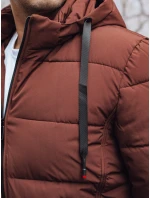 Pánska prešívaná zimná bunda s kapucňou FashionStreet brick TX5062
