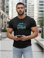 Pánske tričko s klasickou čiernou potlačou FashionStreet NX5020R