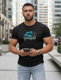 Pánske tričko s klasickou čiernou potlačou FashionStreet NX5020R