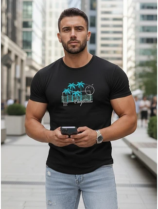 Pánske tričko s klasickou čiernou potlačou FashionStreet NX5020R