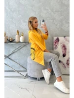 Horčicová mikina na bicykel s potlačou