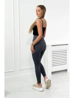 Pruhované legíny v grafitovej farbe