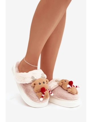Vánoční kožené domácí pantofle dámské sobi béžové Ilianne Vánoční kožené domácí pantofle dámské sobi béžové Ilianne