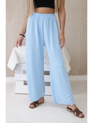 Nohavice so širokými nohavicami modré