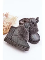 Dziecięce Śniegowce Ocieplane Futerkiem Z Uszkami Szare Betty