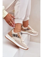 Buty Sportowe Damskie Na Platformie Zebra Beżowe Davinara