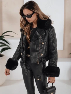 Dámska kožená bunda s kožušinou čierna FashionStreet TY5209