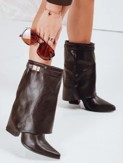 Dámske čižmy so širokým zvrškom hnedé FashionStreet ZY1108