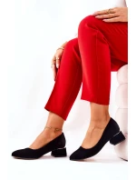 Zamszowe Czółenka Lewski 3118 Czarne