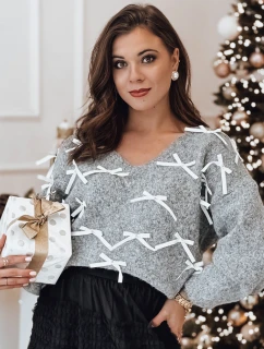 RIBBLOOM dámsky sveter s mašľami graphite FashionStreet MY2361