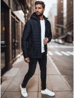 Pánska prechodná prešívaná bunda s kapucňou tmavomodrá FashionStreet TX4999