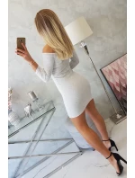 Pruhované priliehavé šaty svetlo šedej Pruhované priliehavé šaty svetlo šedej