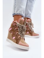Damskie Sneakersy Na Koturnie Różowe Leoppa