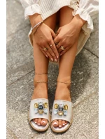 Klapki Damskie Z Ozdobami S.Barski KV27-031 Beżowe