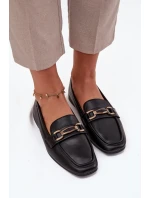 Półbuty Loafersy Damskie Z Ozdobą Czarne Priscelle
