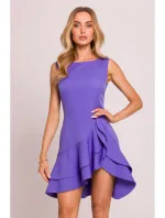 M850 Mini šaty s volánmi - svetlo fialové