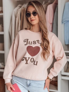 Dámska mikina s potlačou JUST LOVE YOU pink FashionStreet BY1473