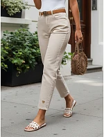 Dámske džínsy Mom Fit s opaskom, béžové, FashionStreet UY3083