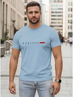 Pánske bavlnené tričko s nápisom PARIS, svetlo modré, FashionStreet NX5139R Pánske bavlnené tričko s nápisom PARIS, svetlo modré, FashionStreet NX5139R