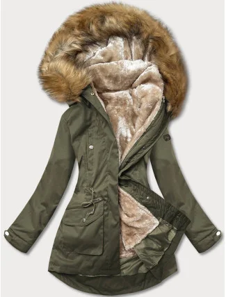 Dámska zimná bunda khaki-beige (m-21356)
