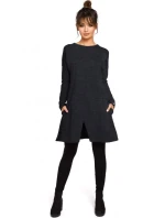 B042 Tunika s predným rázporkom - čierna B042 Tunika s predným rázporkom - čierna