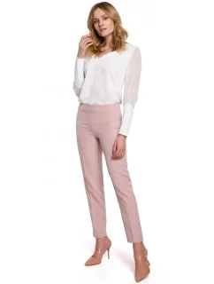 Dámske nohavice s úzkymi nohavicami K055 powder pink - Makover