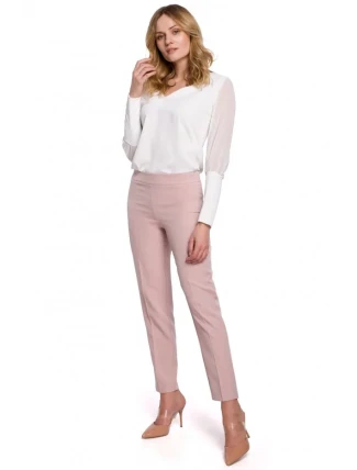 Dámske nohavice s úzkymi nohavicami K055 powder pink - Makover Dámske nohavice s úzkymi nohavicami K055 powder pink - Makover