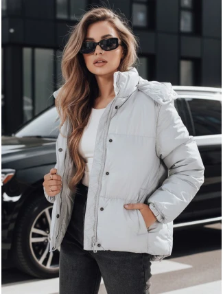 Dámska kožená prechodná bunda COLLAR sivá FashionStreet TY5190