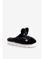 Futrzane Kapcie Z Motywem Króliczka Czarne Natasha
